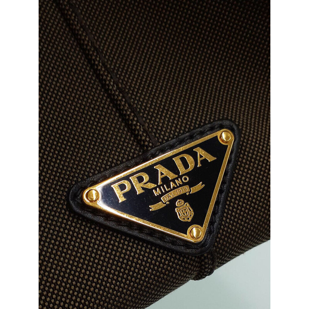 Prada Canapa Convertible Tote Bag khaki canvas Brown Green - Picture 9 of 9